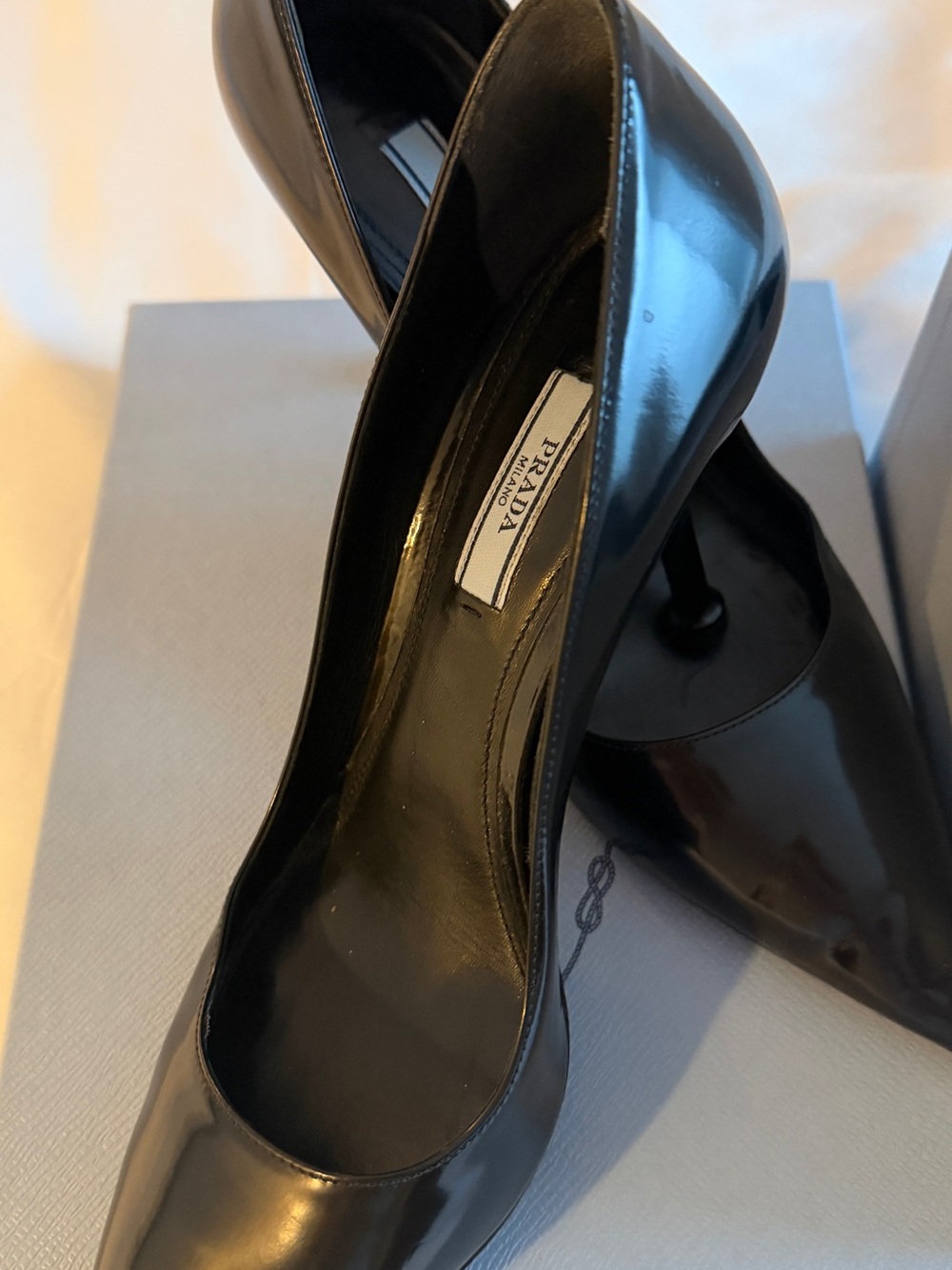 Prada Black Patent Leather Pointed-Toe Pumps - Picture 5 of 9